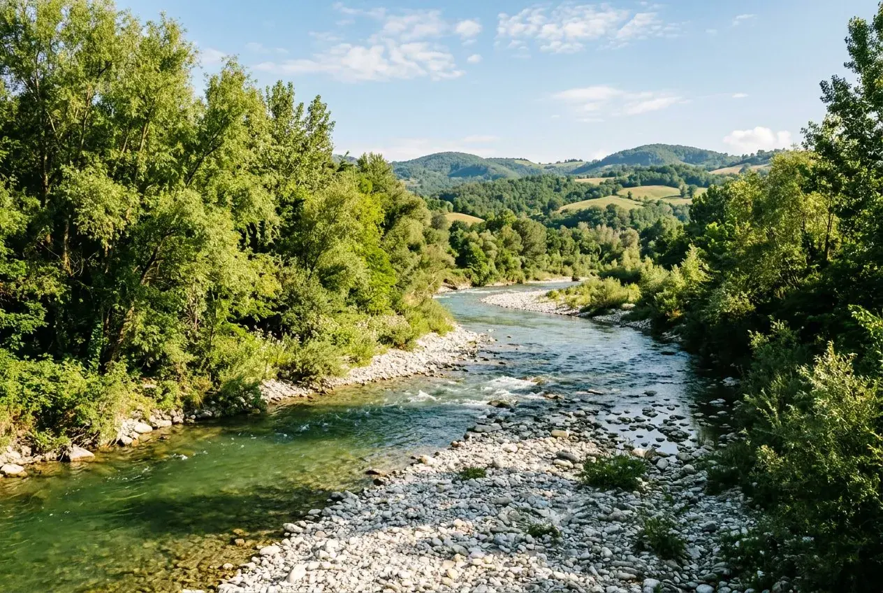 Il fiume Trebbia in estate